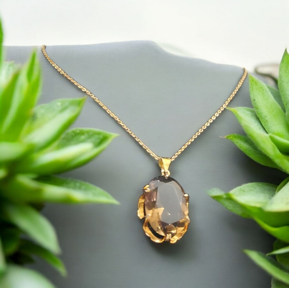 Vtg. Natural Smoke Quarts Pendant